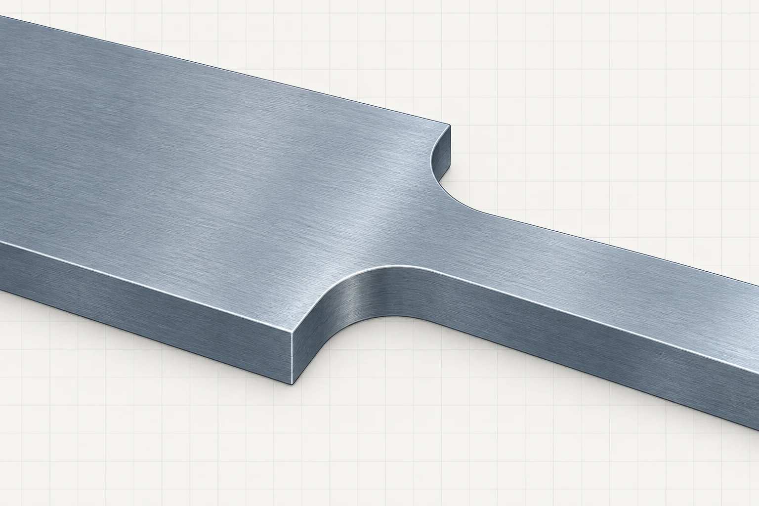 Notch and Fillet Geometry Intact steel plate with smooth notches and rounded fillet transitions.