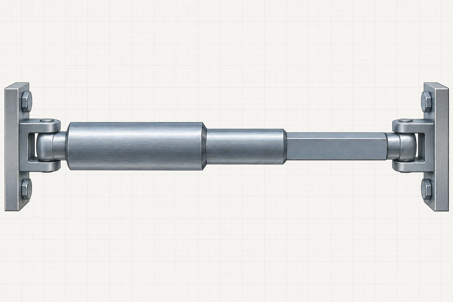 Intact steel bar with three connected segments of different lengths and cross-sections.