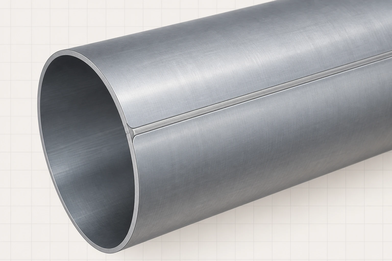 Continuous Shell Seam Text-free close-up of a thin cylindrical shell with a continuous longitudinal seam and joined wall edges.